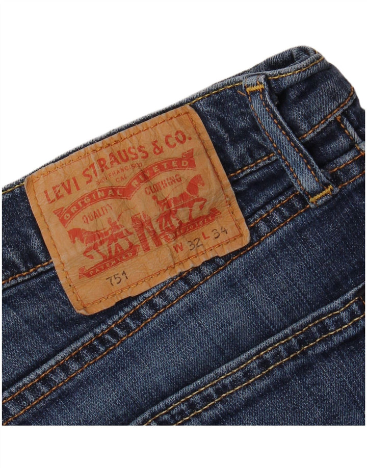 LEVI'S Herren 751 Distressed Straight Jeans W32 L34 Blau