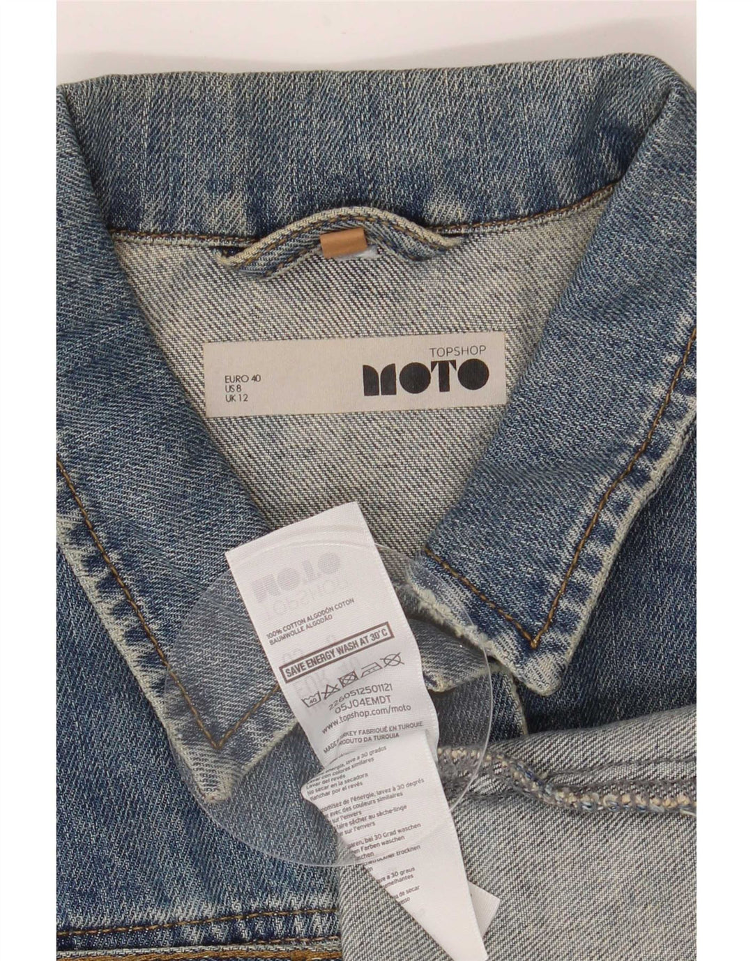 Moto Damen Jeansjacke UK 12 mittelblaue Baumwolle