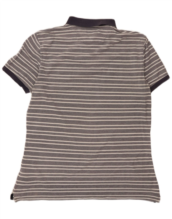 Barbour Herren Poloshirt XL grau gestreift aus Baumwolle