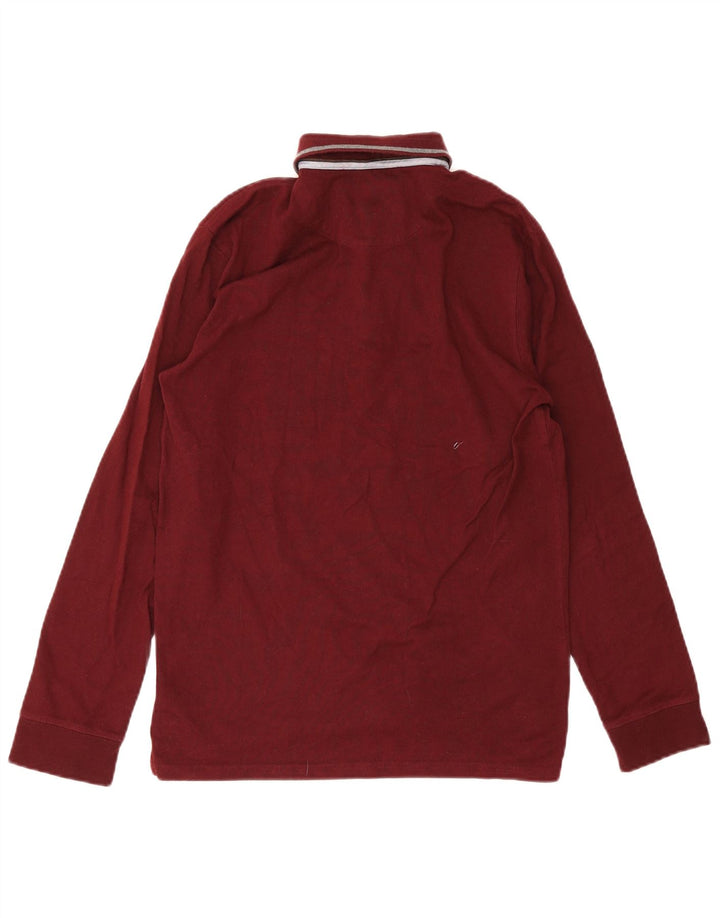 Massimo Dutti Herren-Langarm-Poloshirt, Größe S, Burgunderrot