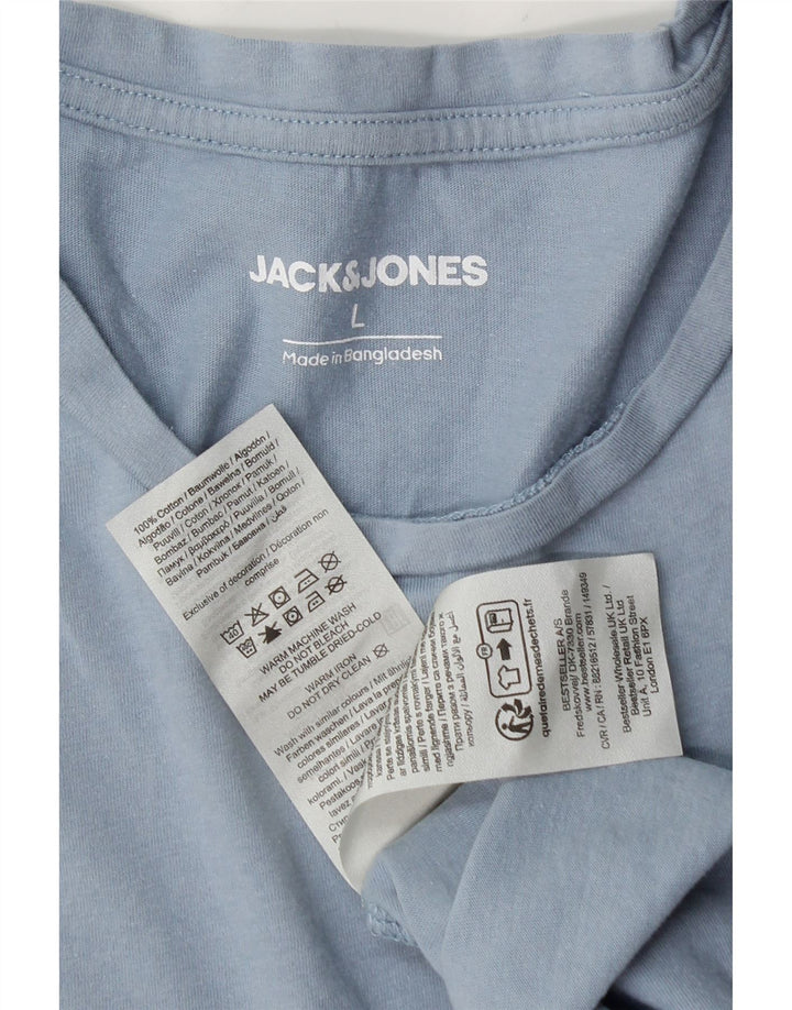 JACK & JONES Herren-T-Shirt mit Grafik, Größe L, aus blauer Baumwolle