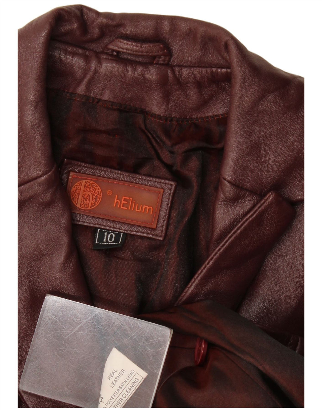 Helium Damen-Blazerjacke aus Leder mit 3 Knöpfen, Gr. 10, klein, Burgunderrot