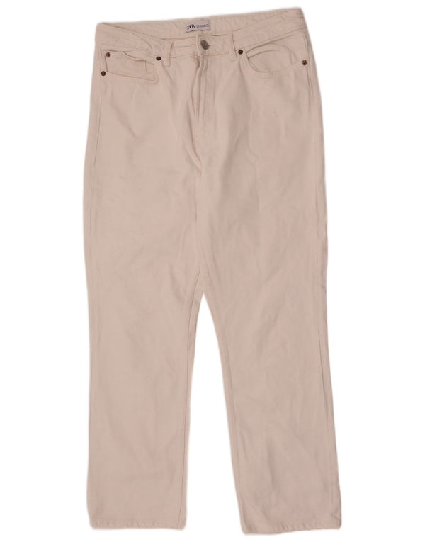 ZARA Damen Straight Jeans EU 46 2XL W36 L29 Weiße Baumwolle