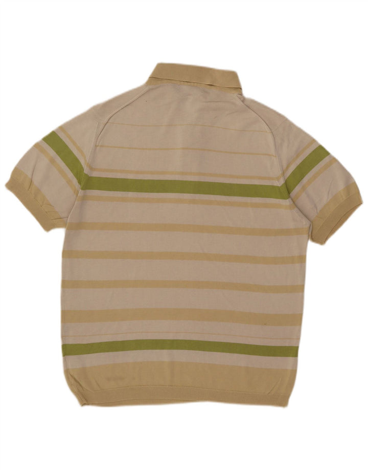 Pringle Herren-Poloshirt aus mittelbeiger, gestreifter Baumwolle