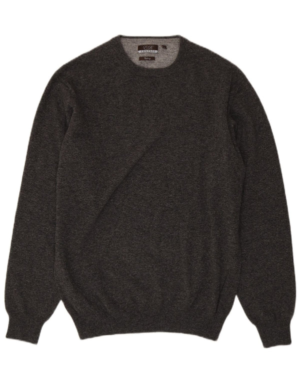 E.B. Company Herren-Pullover mit Rundhalsausschnitt aus mittelgrauer Merinowolle