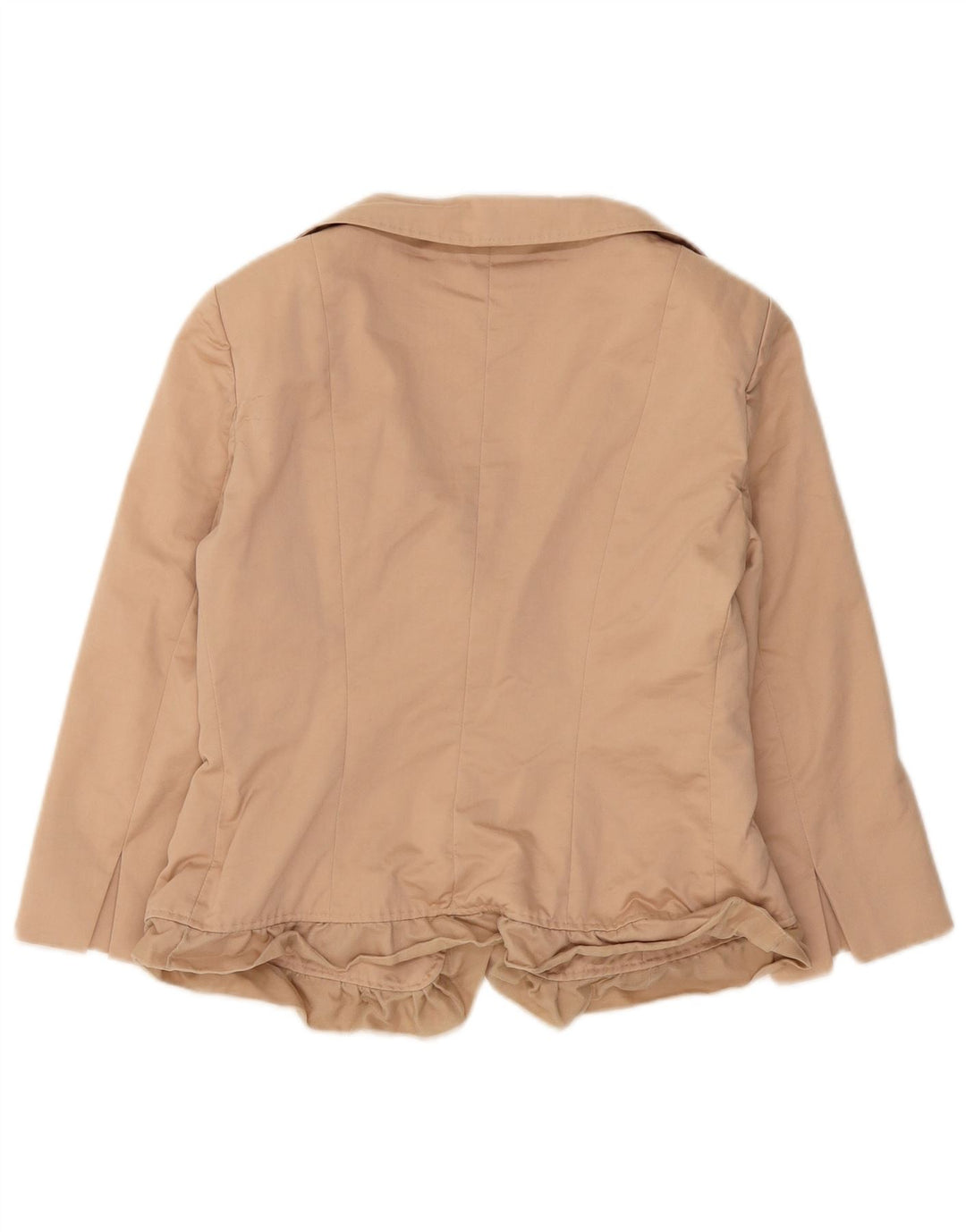 Max Mara Damen Crop 3-Knopf-Blazerjacke UK 12 Mittelbeige Wolle