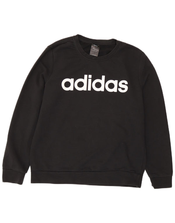 Adidas Damen Graphic Sweatshirt Pullover UK 16 Große schwarze Baumwolle