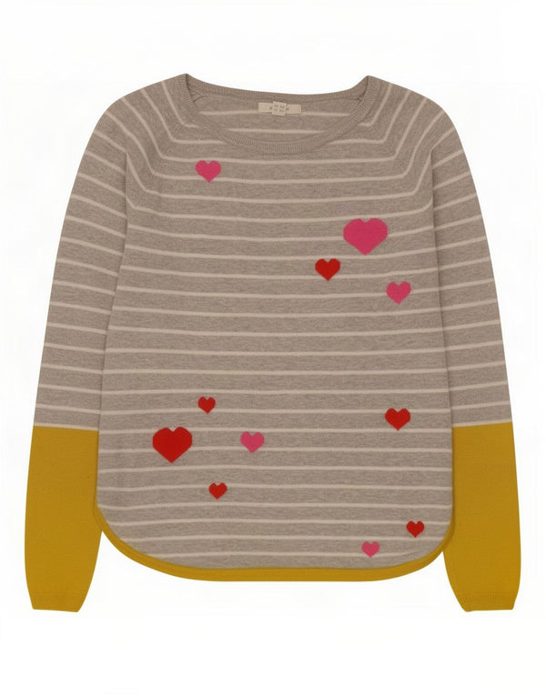 White Stuff Damen-Pullover mit U-Boot-Ausschnitt, Gr. 10, klein, grau gestreift