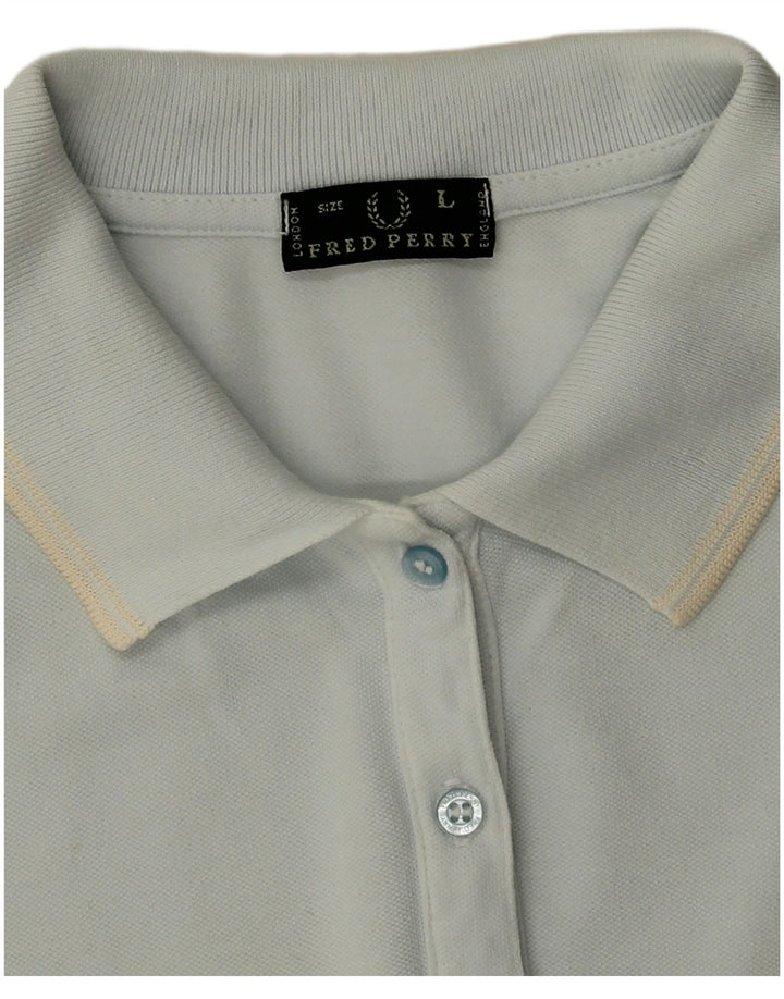 Fred Perry Damen Poloshirt UK 16 Große blaue Baumwolle