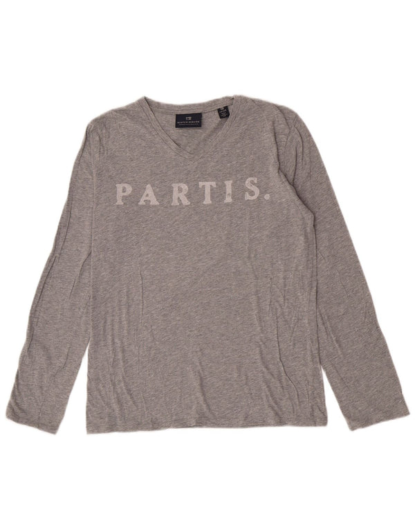 Scotch & Soda Langarmshirt mit Grafik für Jungen, 13–14 Jahre, grau gefleckte Baumwolle
