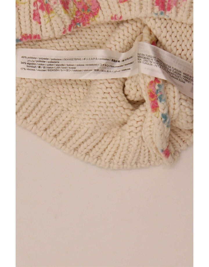 Zara Damen Crop Vest Tank Top UK 12 Medium White Floral Polyester