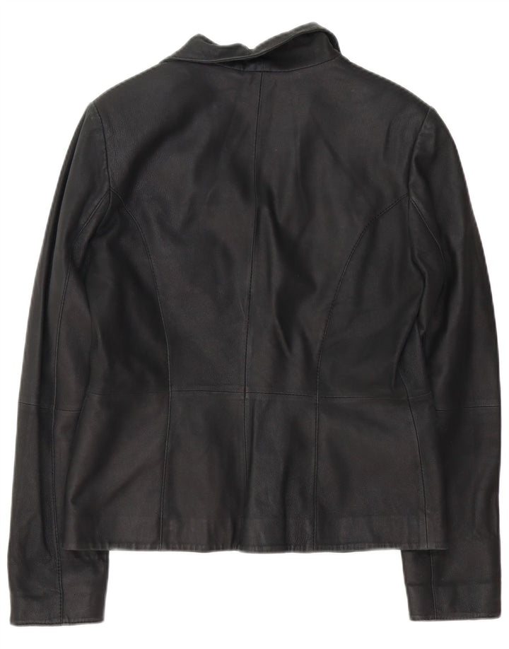 Zara Damen 2-Knopf-Lederblazerjacke UK 16 Large Schwarz