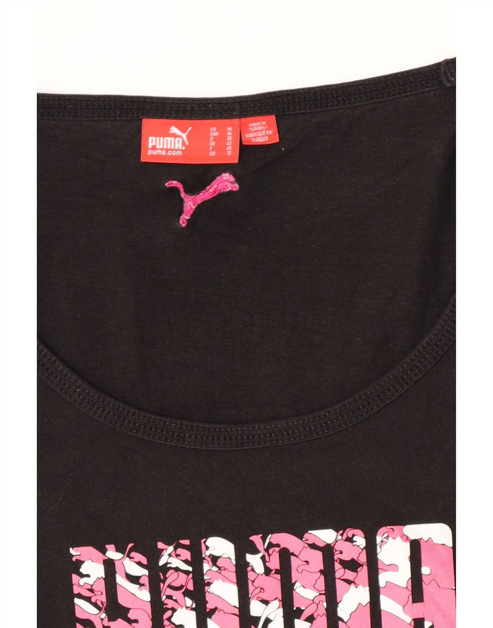 Puma Damen Graphic Top Langarm UK 12 Medium Schwarz