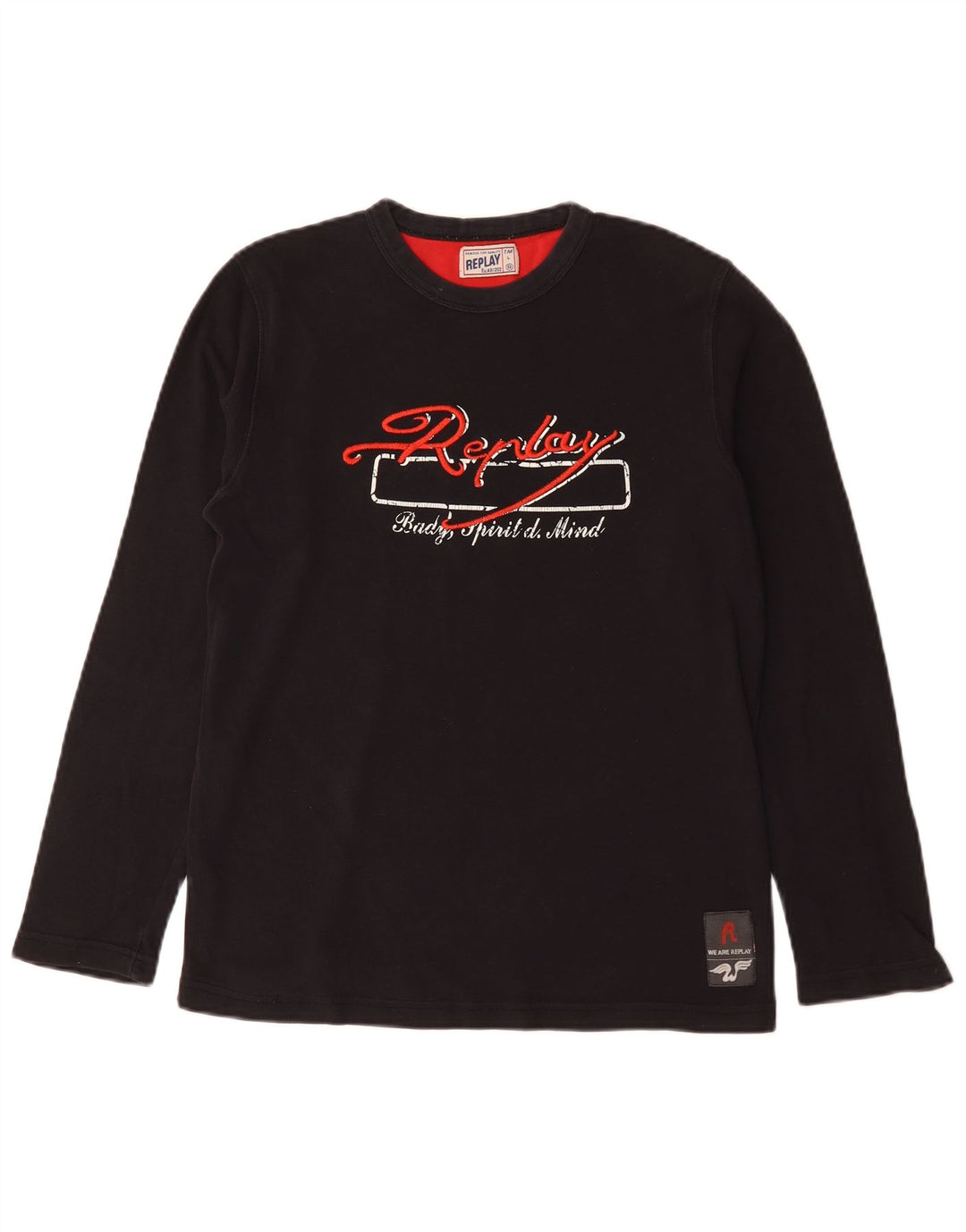 Replay Herren Graphic Top Langarm Large Schwarz