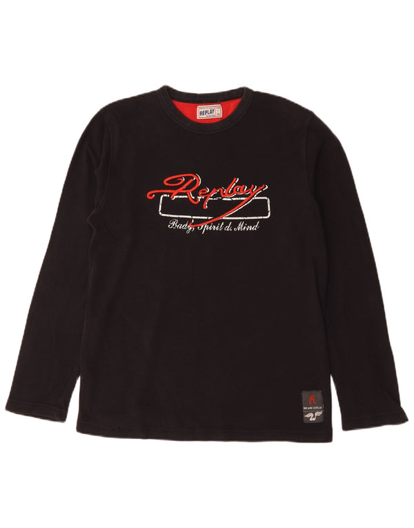 Replay Herren Graphic Top Langarm Large Schwarz