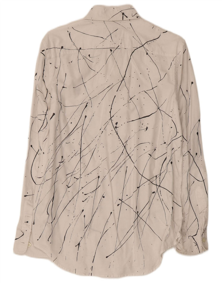Ralph Lauren Damen-Hemd mit abstraktem Muster und entspannter Passform, US 6, mittelweiß