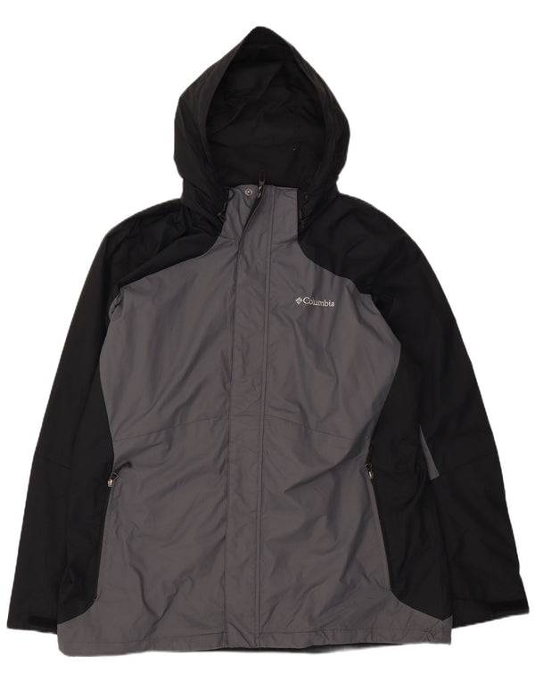 Columbia Herren-Windbreakerjacke mit Kapuze, UK 42, XL, graues Colourblock-Nylon