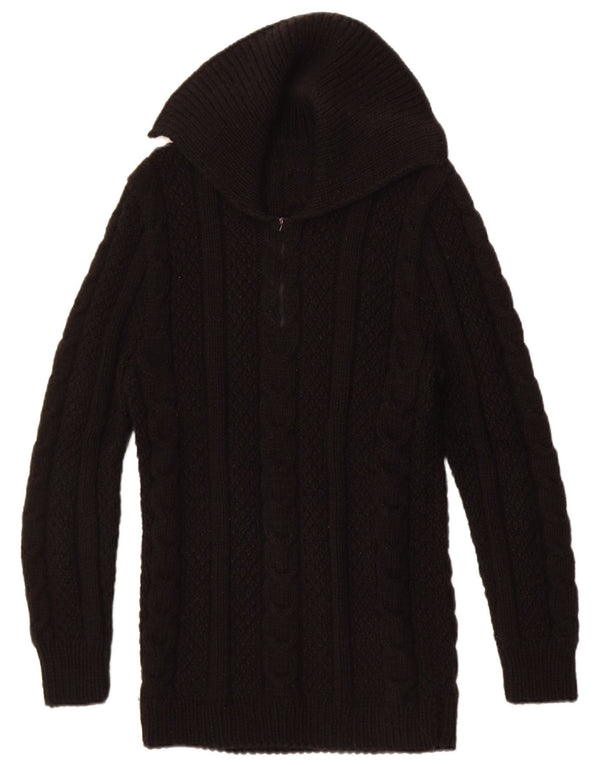 Vintage Damen Rollkragenpullover Pullover UK 10 Small Schwarz