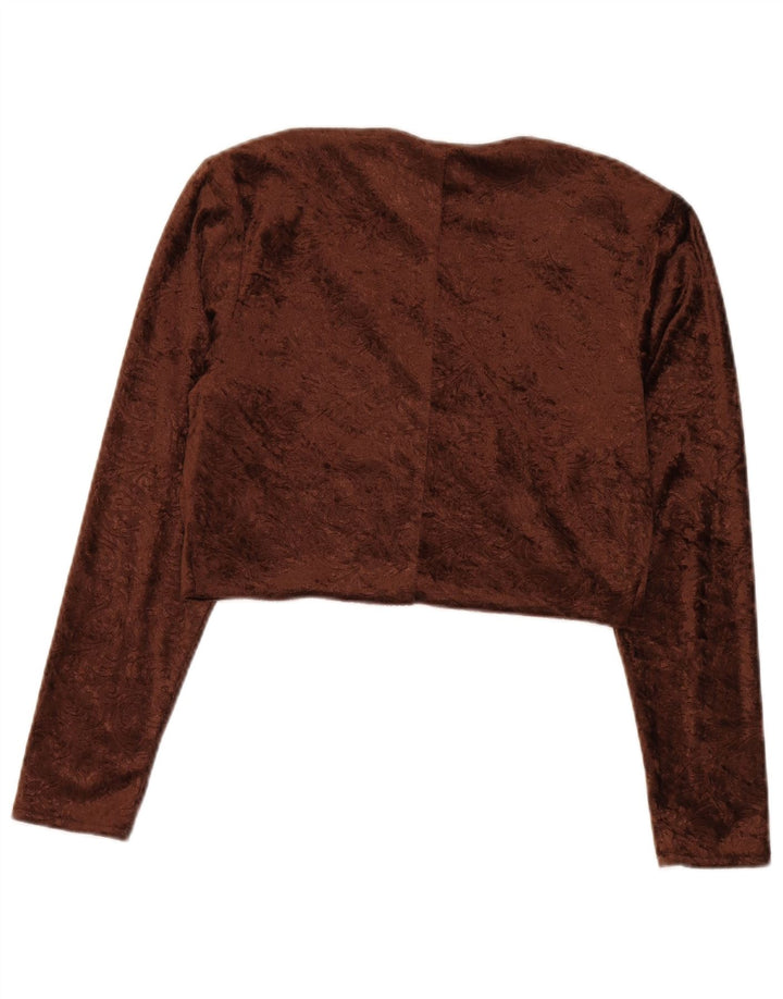 Vintage Damen Samt 2-teiliges Set UK 12 Mittelbraun Paisley