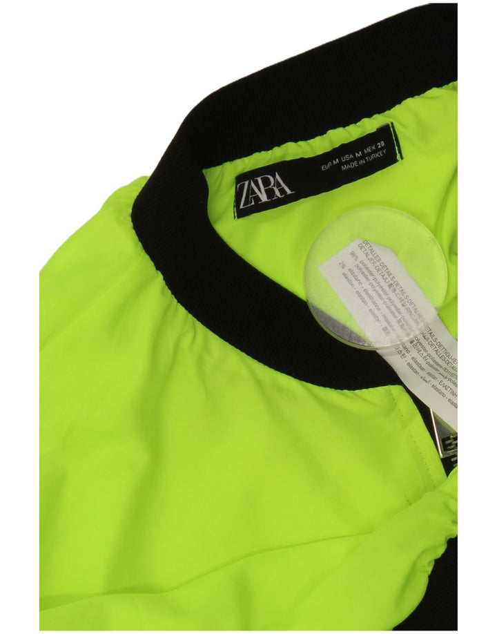 Zara Damen Crop Trainingsanzug Top Jacke UK 14 Mittelgelb Farbblock