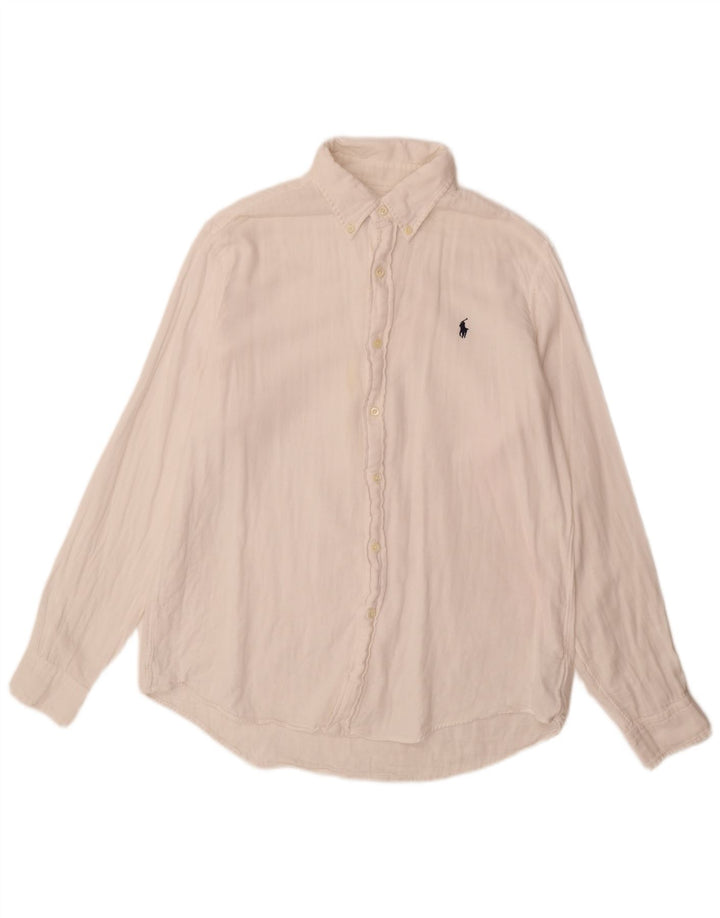 Ralph Lauren Herren-Hemd mit individueller Passform, groß, aus weißer Baumwolle