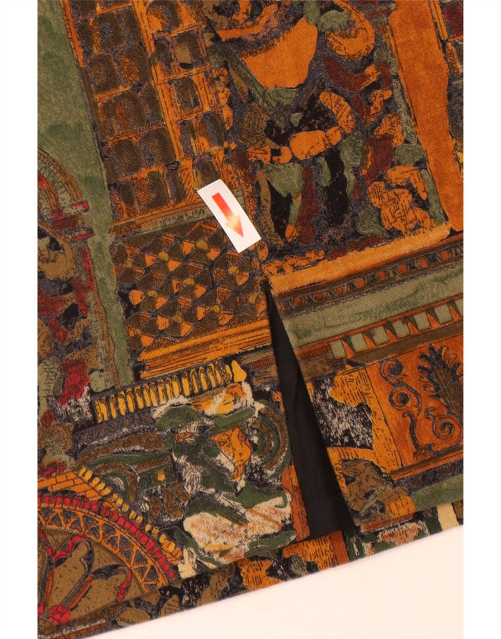 VINTAGE Damen Bleistiftrock W28 Mittelbraune geometrische Baumwolle