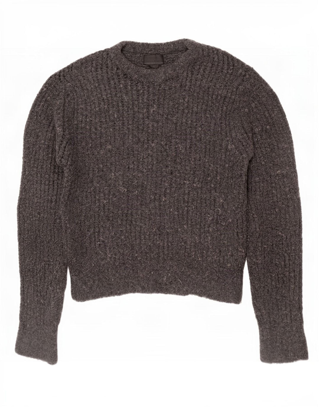 Zara Herren-Pullover mit U-Boot-Ausschnitt, mittelgraues Acryl