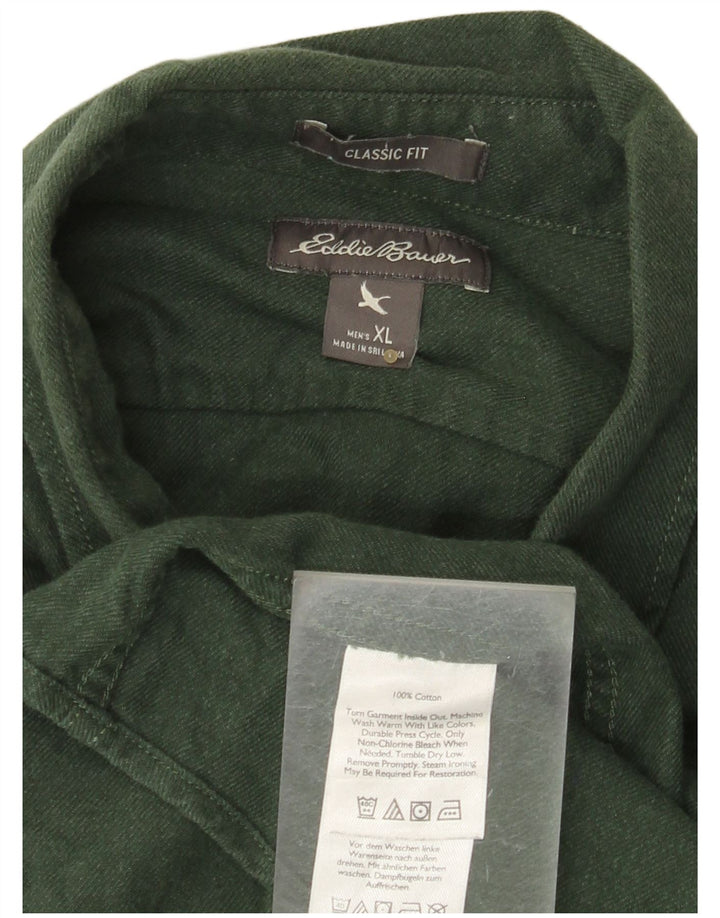 EDDIE BAUER Herren-Flanellhemd mit klassischer Passform, XL, grüne Baumwolle