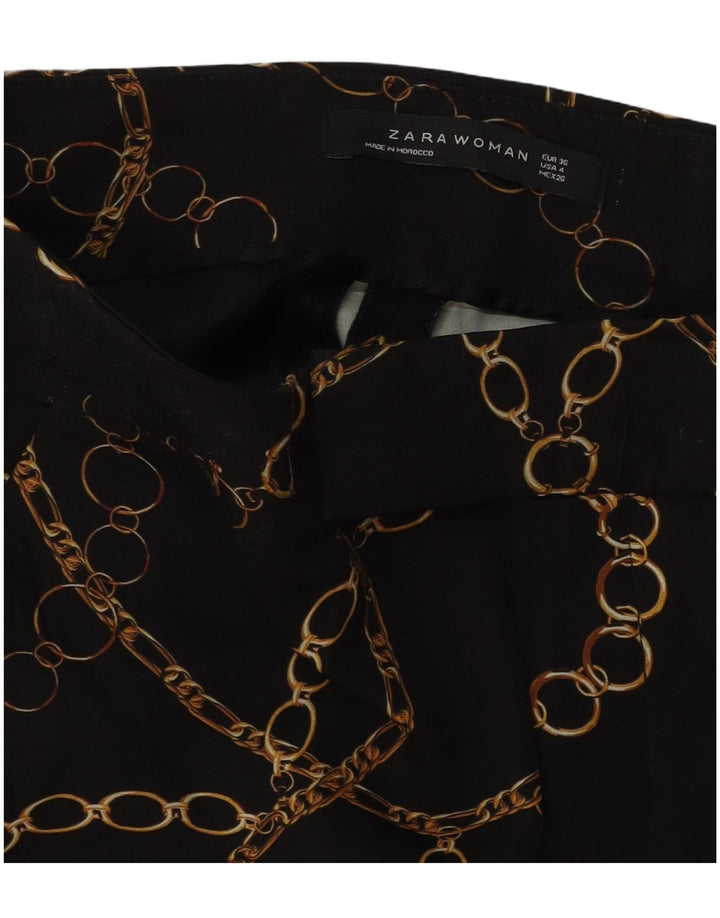 ZARA Damen-Freizeithose mit abstraktem Muster, EU 36, XS, W26, L27, Schwarz