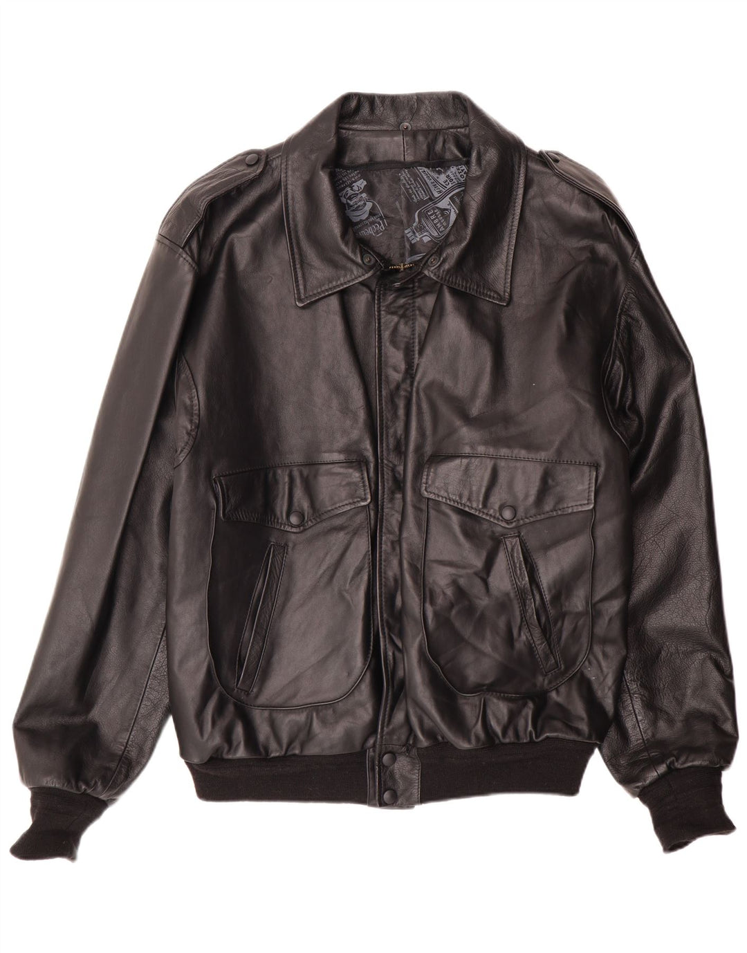 Vintage Herren Militär Bomber Lederjacke UK 42 XL Schwarz