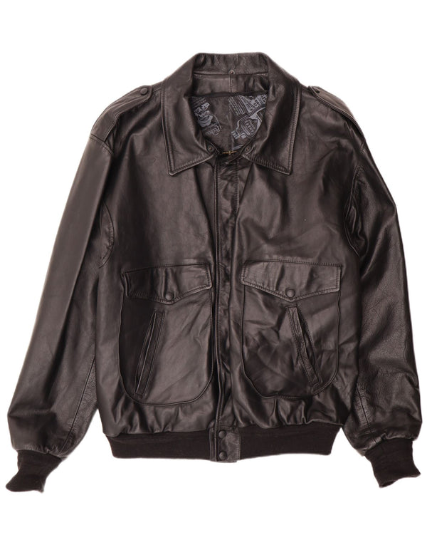 Vintage Herren Militär Bomber Lederjacke UK 42 XL Schwarz