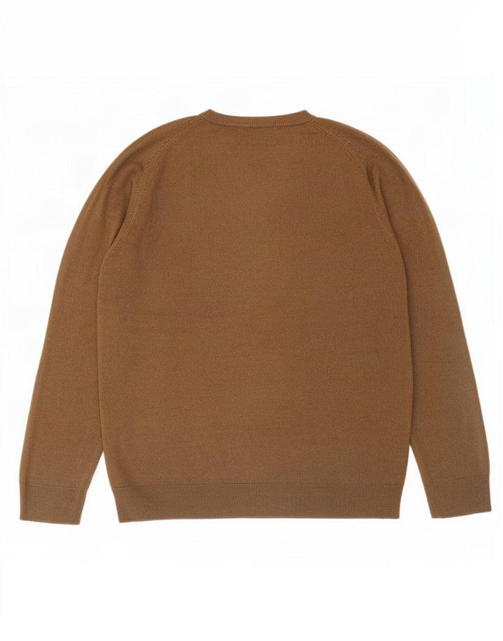Marks & Spencer Herren Blauer Harbor-Pullover mit V-Ausschnitt Mittelbraun