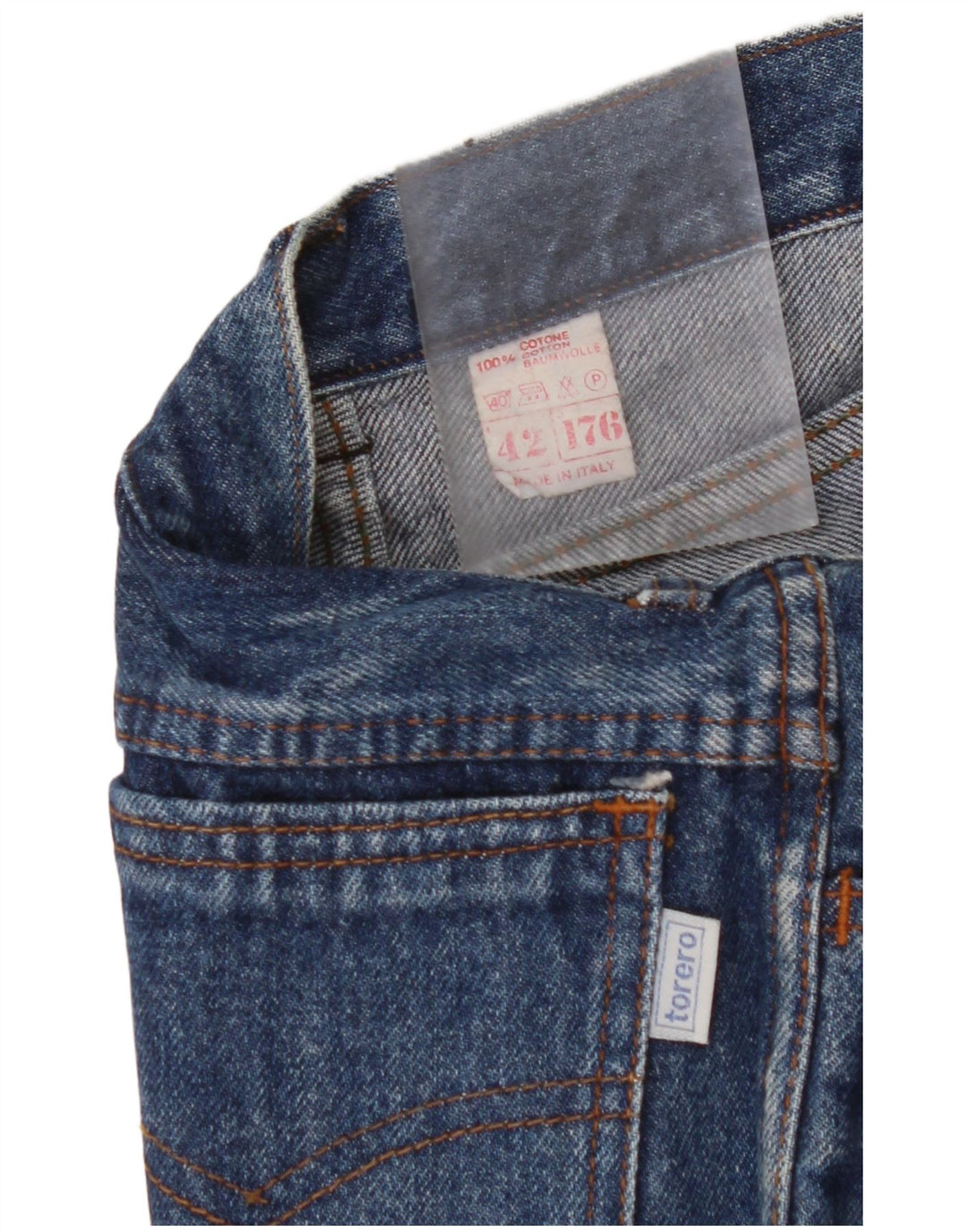 VINTAGE Jeansrock mit hohem Bund für Mädchen, 15–16 Jahre, W24, blaue Baumwolle