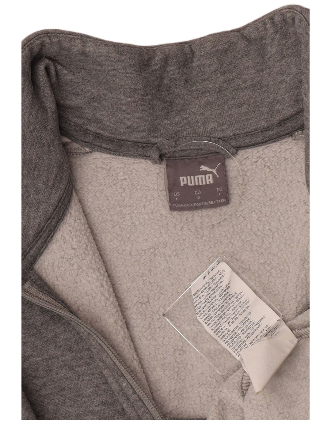 Puma Damen-Trainingsanzug-Oberteiljacke UK 16 Large Graue Colourblock-Baumwolle