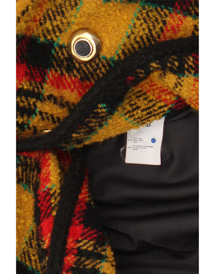 Vintage Damen Zweireiher Blazer Jacke UK 10 Small Yellow Check