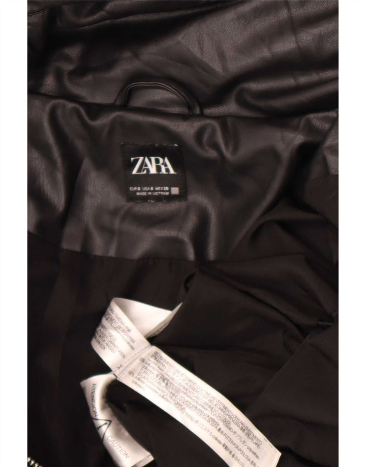 Zara Damen-Kapuzen-Übergröße, wattierte Jacke, UK 10, Größe S, Schwarz, Polyurethan