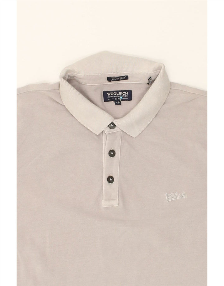 WOOLRICH Boys Polo Shirt 15-16 Years Grey Cotton Vintage Woolrich and Second-Hand Woolrich from Messina Hembry 