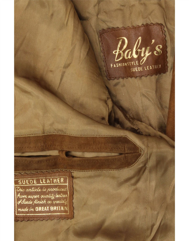 Vintage Herren 3-Knopf-Wildleder-Blazerjacke UK 38 Mittelbraunes Wildleder