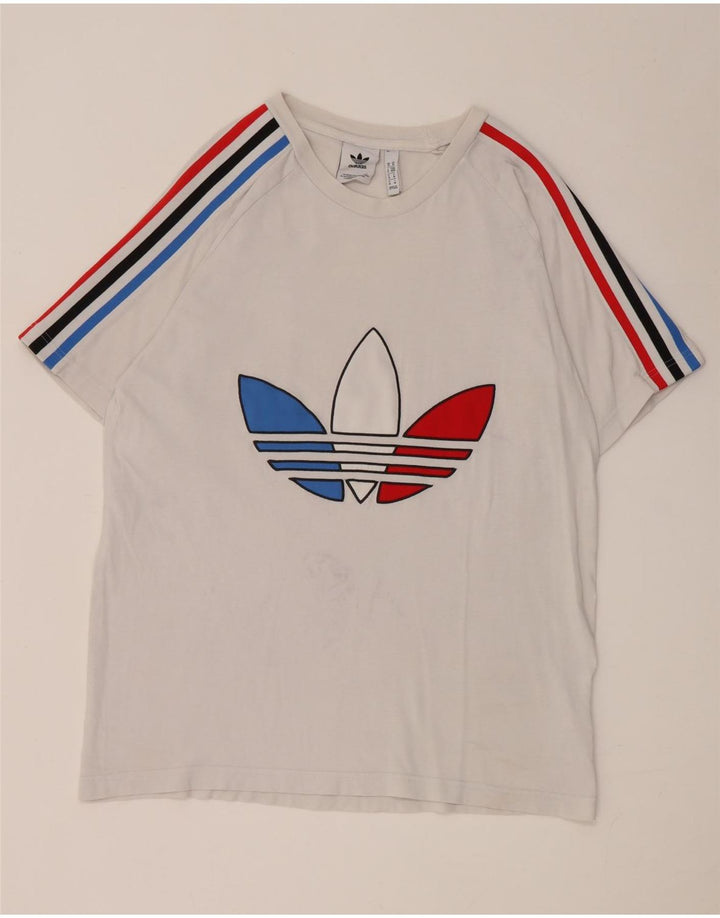 Adidas Herren Grafik-T-Shirt-Oberteil aus mittelweißer Baumwolle