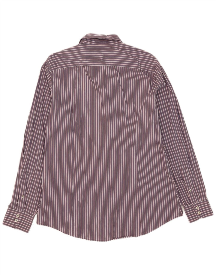 Benetton Herrenhemd XL Lila gestreift aus Baumwolle