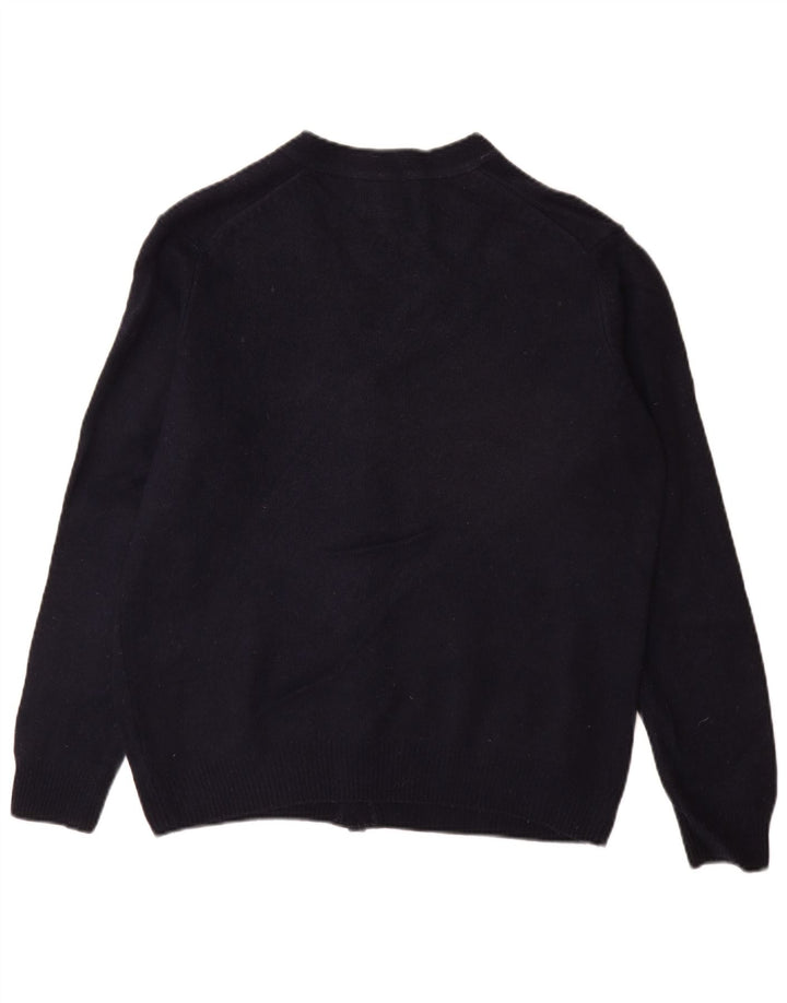 Marks & Spencer Herren-Strickjacke aus Lammwolle in mittlerem Marineblau