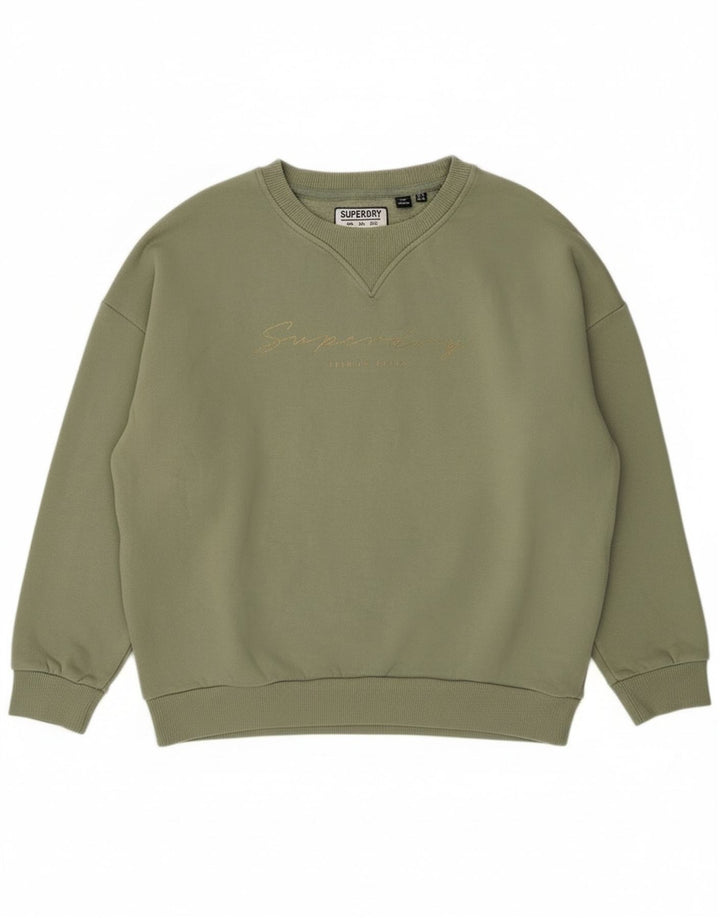Superdry Damen-Sweatshirt mit Grafik, übergroß, Gr. 8, Grün, Baumwolle