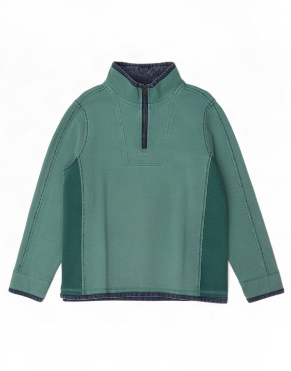 Fat Face Herren-Sweatshirt mit Reißverschluss am Hals, XL, türkisfarbene Blockfarben-Baumwolle
