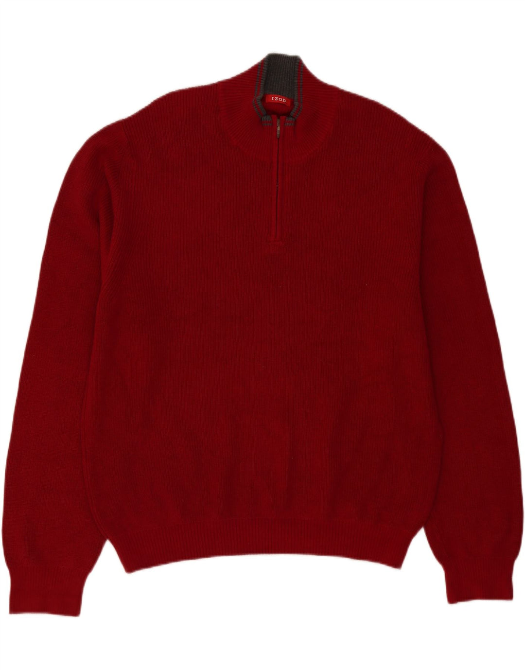 IZOD Mens Zip Neck Jumper Sweater 2XL Red Cotton Vintage Izod and Second-Hand Izod from Messina Hembry 