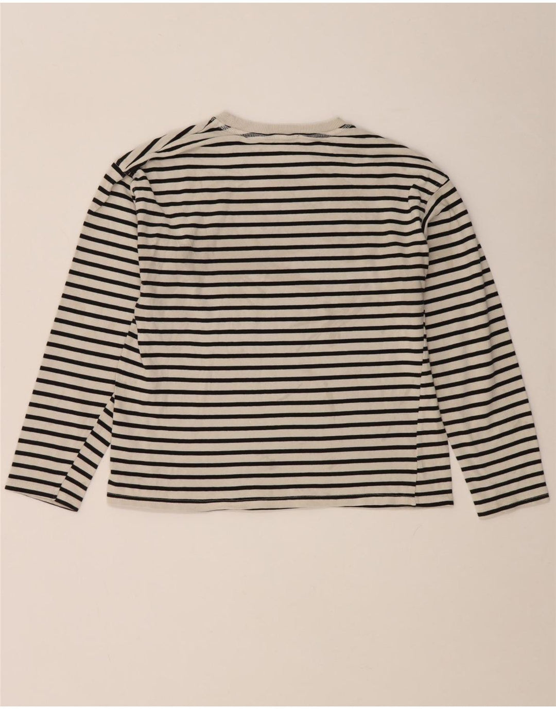 Zara Damen Top Langarm UK 10 Small Weiß gestreift
