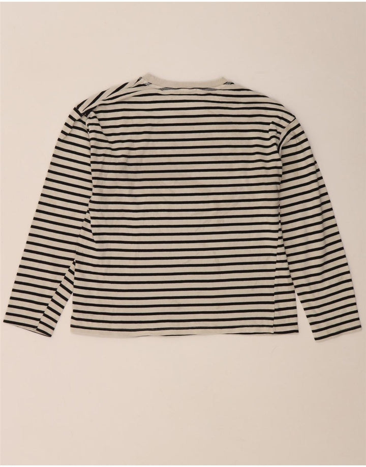 Zara Damen Top Langarm UK 10 Small Weiß gestreift
