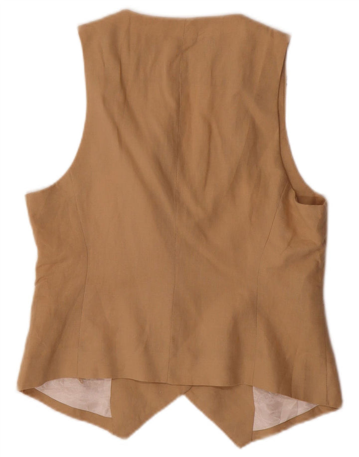 Zara Damen Weste UK 10 Small Beige Leinen
