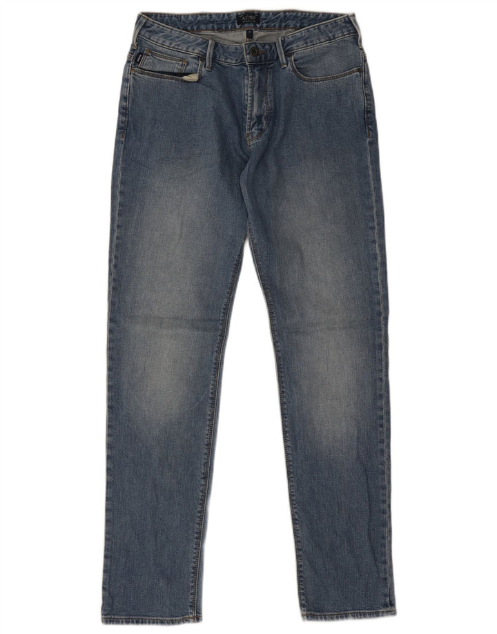 Armani Herren Straight Jeans W30 L31 Blaue Baumwolle