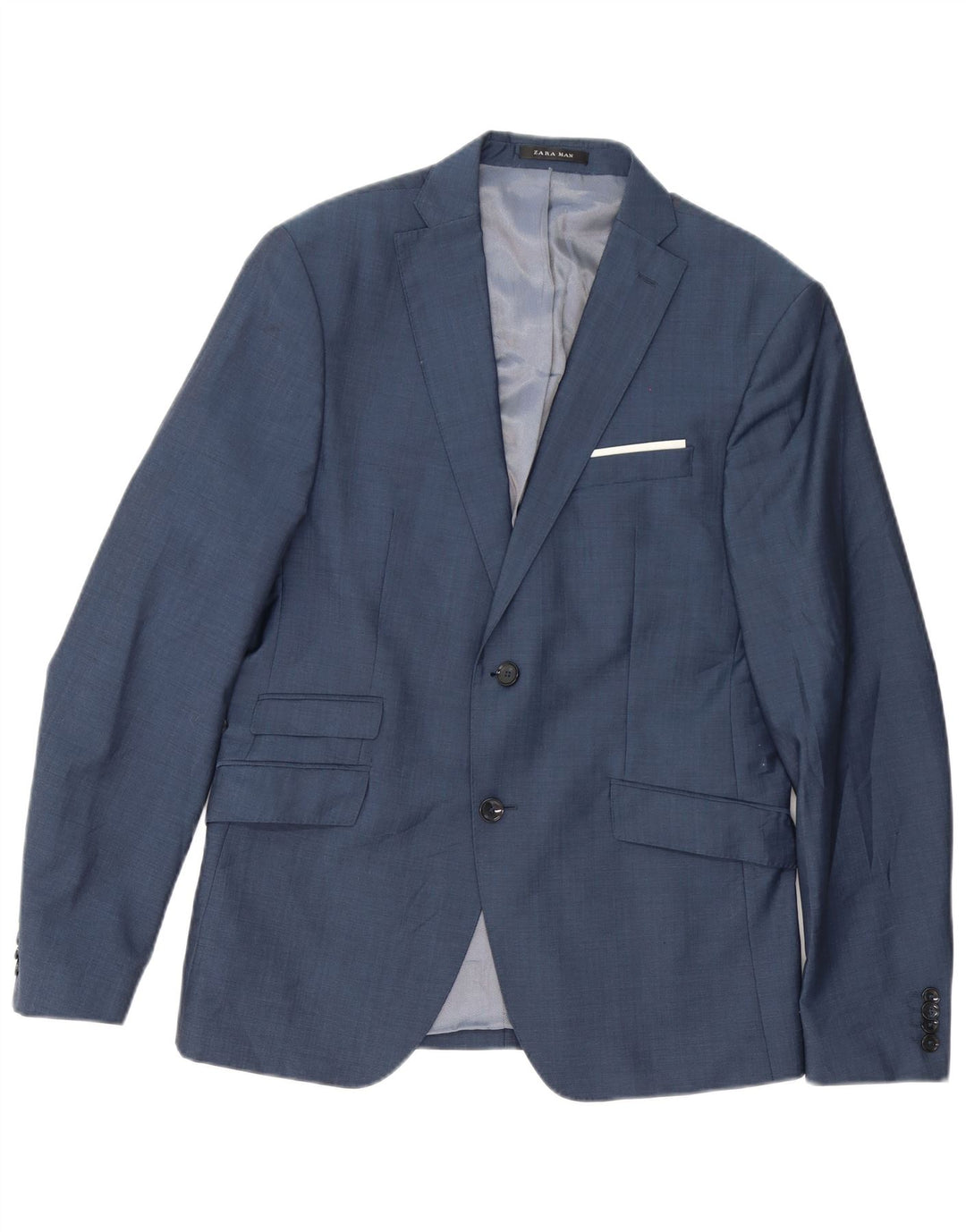 Zara Herren-Blazer mit maßgeschneiderter Passform und 2 Knöpfen, EU 50, mittleres Marineblau