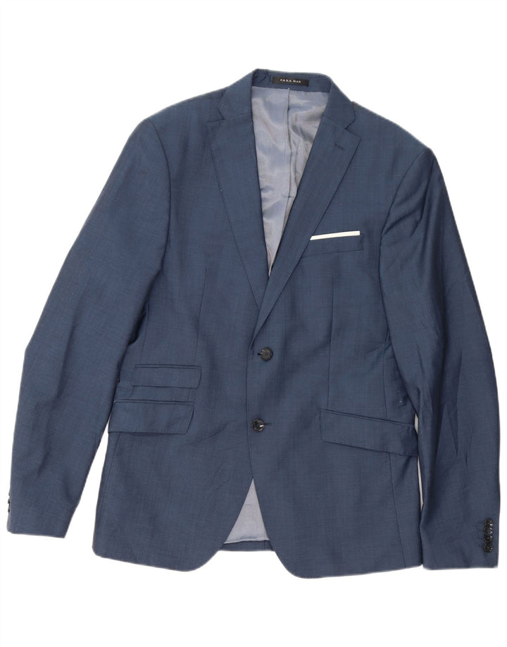 Zara Herren-Blazer mit maßgeschneiderter Passform und 2 Knöpfen, EU 50, mittleres Marineblau